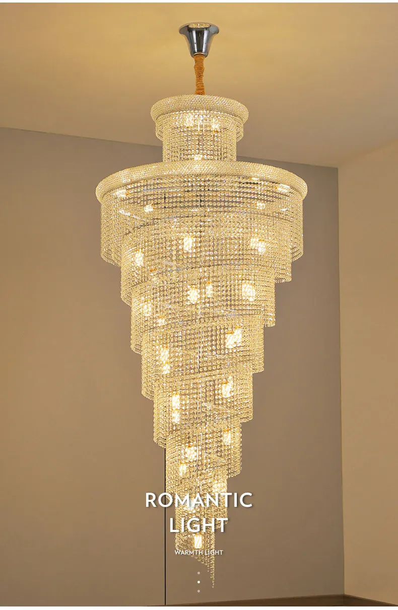 Lustre En Escalier avec Cristaux Suspendus Dimmable