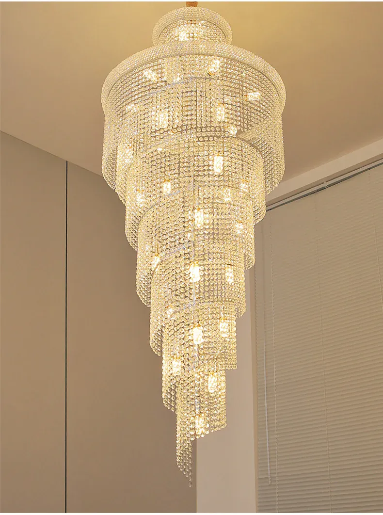 Lustre En Escalier avec Cristaux Suspendus Dimmable