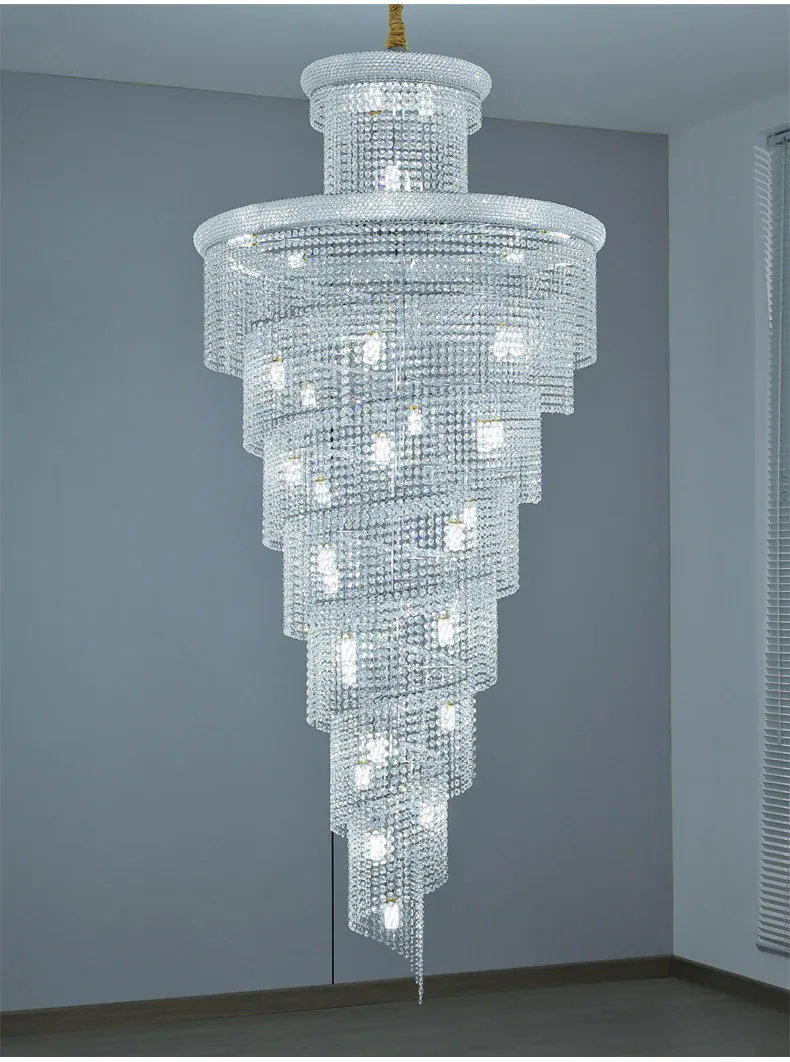 Lustre En Escalier avec Cristaux Suspendus Dimmable
