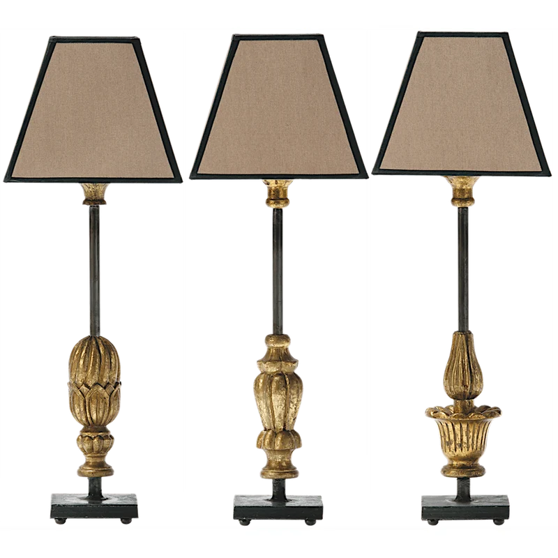 Insolite Lampe en bois dorée (set de 3) sans abat-jour