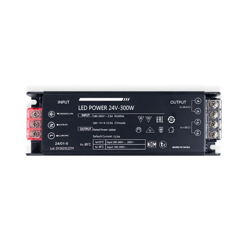 Alimentation LED 24V 300W extra-plate - 12.5A - Haute efficacité - IP20
