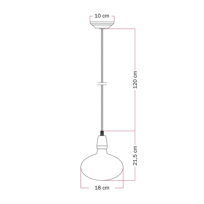 Suspension avec finition en porcelaine avec ampoules LED Ellipse effet porcelaine - Noir
