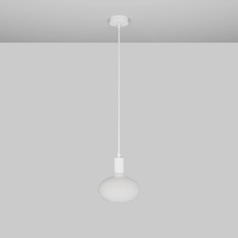 Suspension avec ampoule LED Ellipse effet porcelaine - Blanc mat