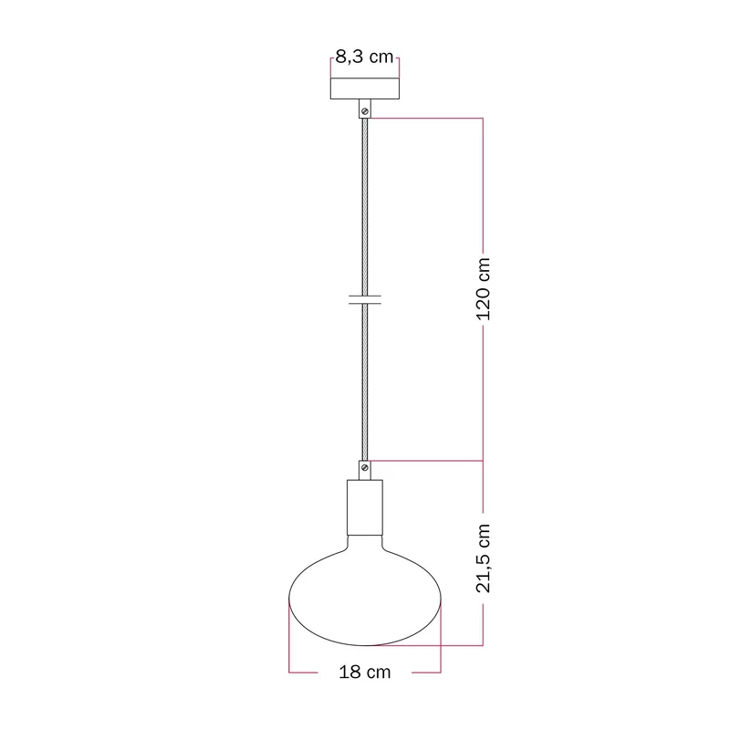 Suspension avec ampoule LED Ellipse effet porcelaine - Blanc mat