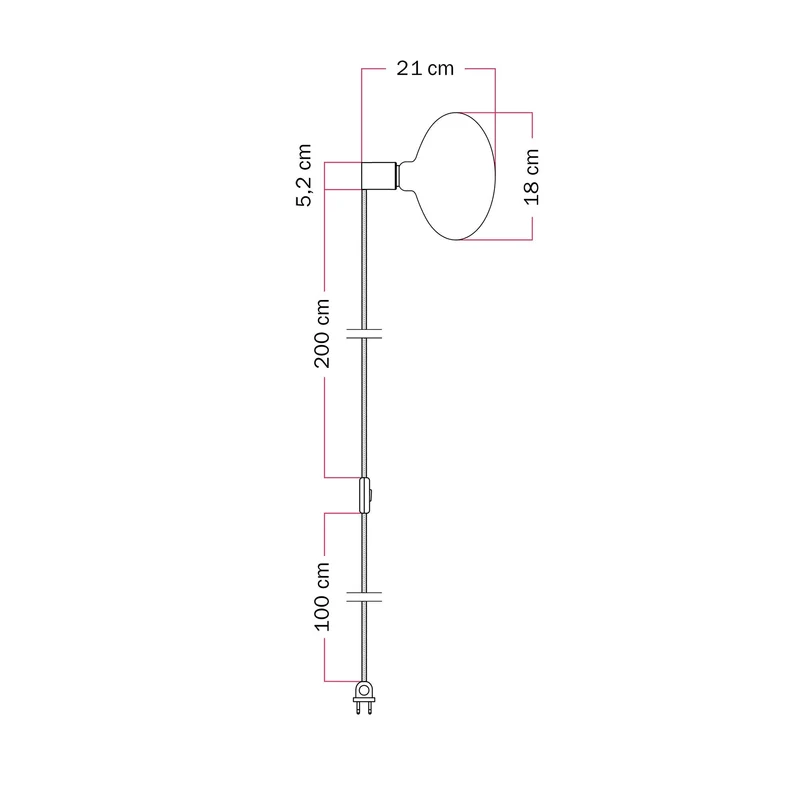 Lampe avec Fiche avec finition métallique et Ampoule LED Ellipse effet porcelaine - Cuivre satiné