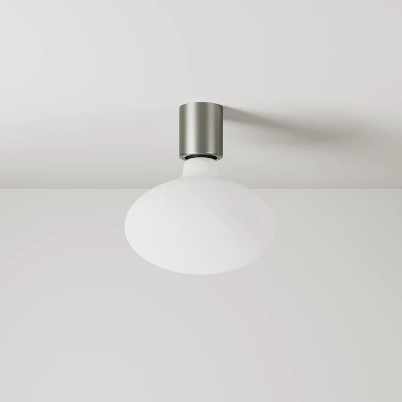 Applique en métal avec ampoule LED Ellipse effet porcelaine - Titane satiné