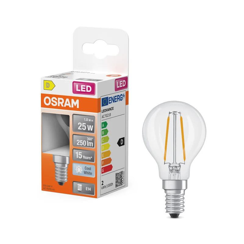 Rétrofit LED CLASSIC P 1.8W 840 Clair E14