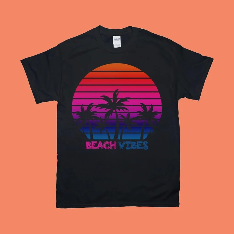 Ambiances de plage | Palmier | -shirts Coucher de soleil rétro, T-shirts Vie insulaire | Chemise d’été | Chemise de vacances, Printemps aventure, Cadeau de relâche
