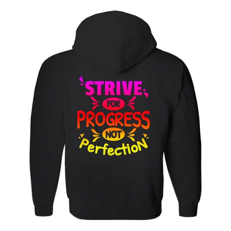 Efforcez-vous de progresser et non de perfection Sweats à capuche (No-Zip/Pullover), T-shirt motivationnel, Chemise de gym, Motivation de gym, Chemise de motivation, Motivation