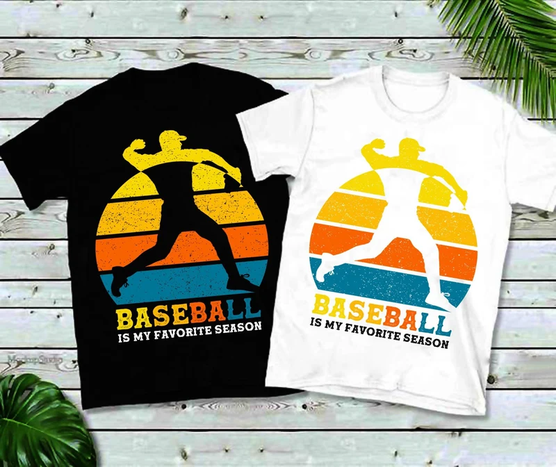 Le baseball est ma saison préférée | T-shirts rétro Sunset, T-shirt de baseball, baseball mignon, chemise de maman de baseball, tee-shirt de sport, cadeau d’amant de baseball
