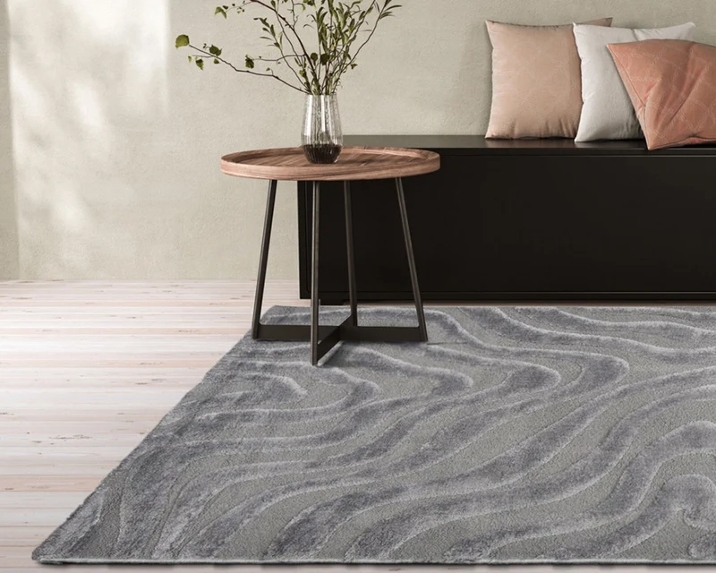 Tapis salon gris foncé épais - Nagano