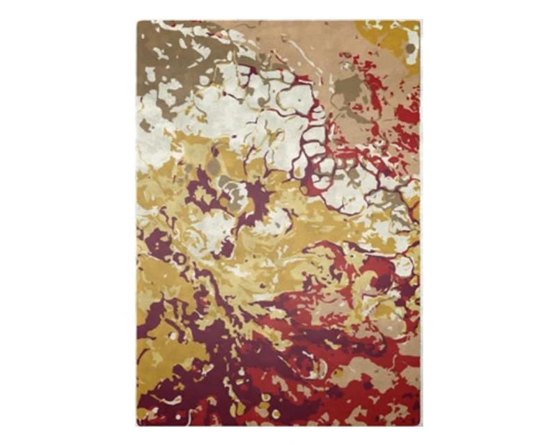 Tapis salon coloré jaune rouge - Aquarelle
