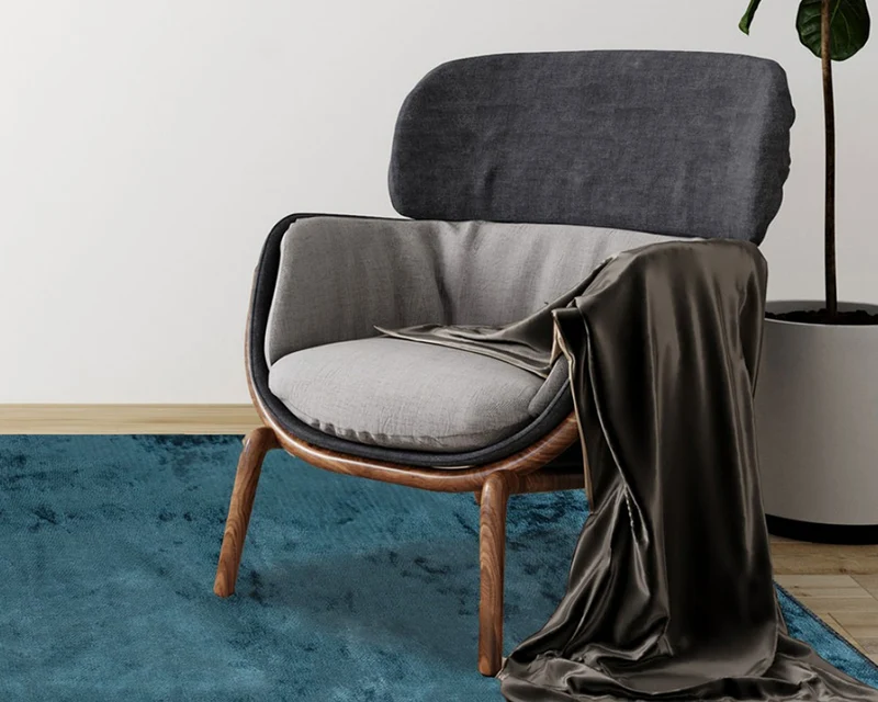 Tapis salon bleu bicolore - Glam Velvet