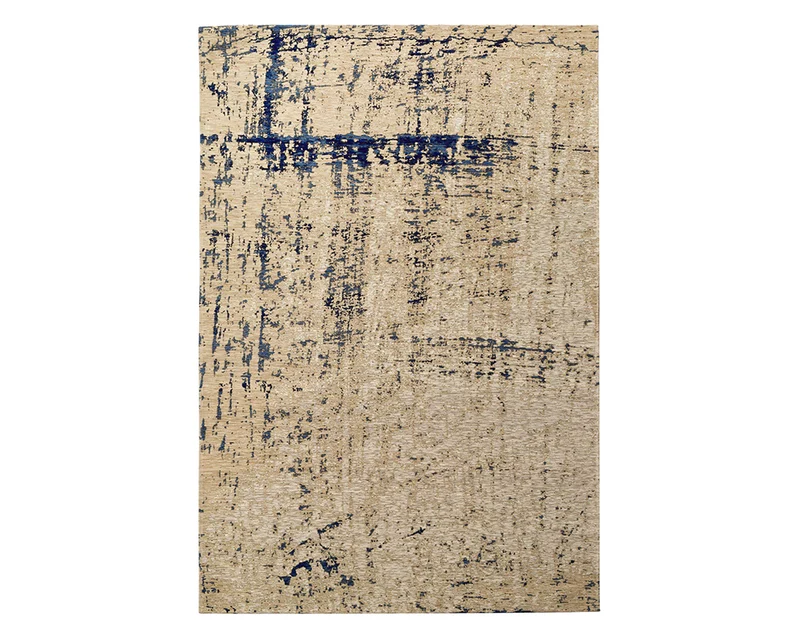Tapis salon beige tacheté bleu - Antik Cloud