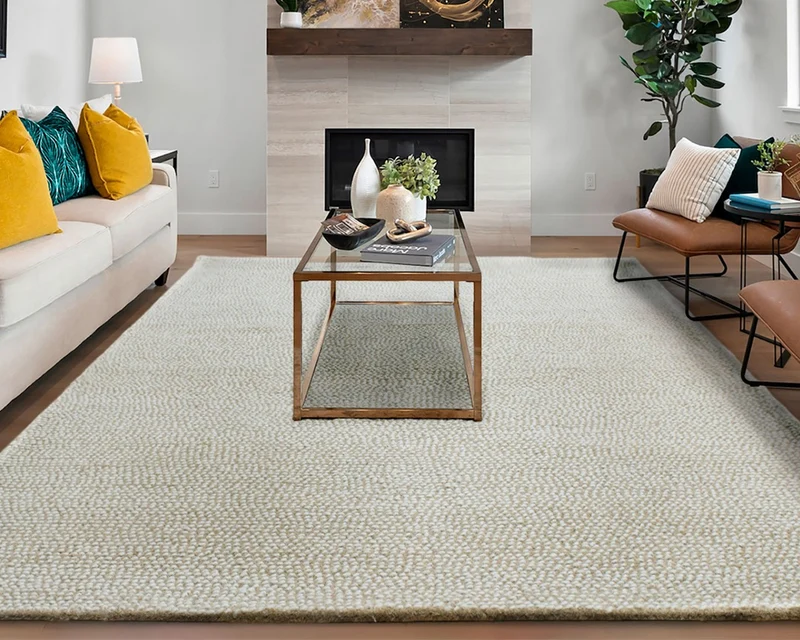 Tapis pour le salon unicolore beige - Natural Dots