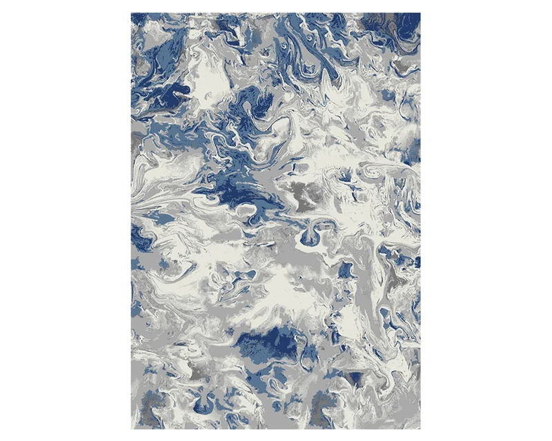 Tapis design salon gris tacheté de bleu - Reina