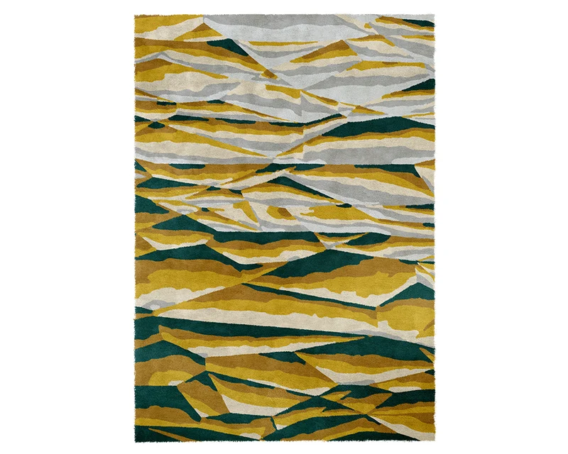 Tapis de salon moderne style peinture vert - Shale