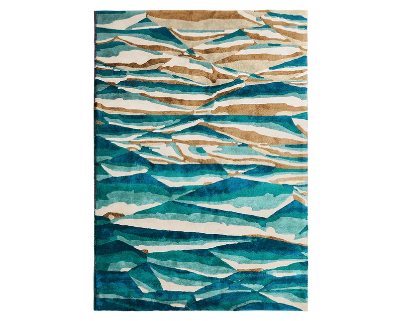 Tapis de salon moderne style peinture bleu - Shale