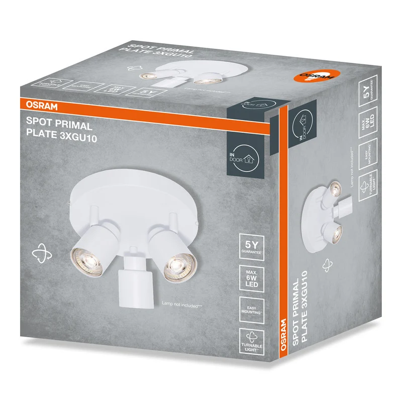 OSRAM Spot LED 3 points PRIMAL Plate, lampe, 3xGU10, blanc