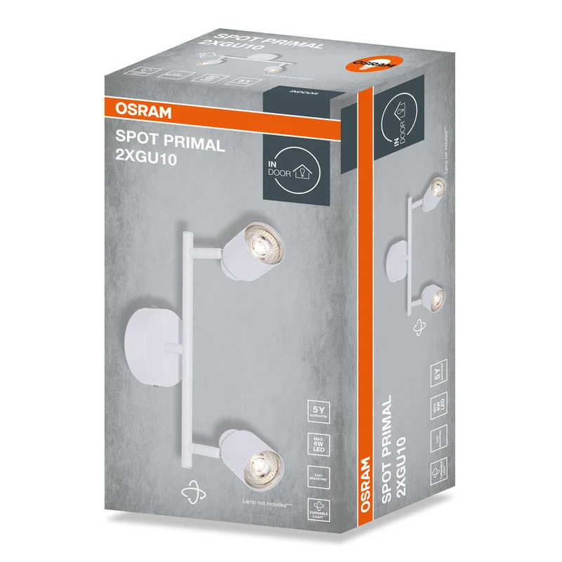 OSRAM Spot LED 2 points PRIMAL, lampe, 2xGU10, blanc