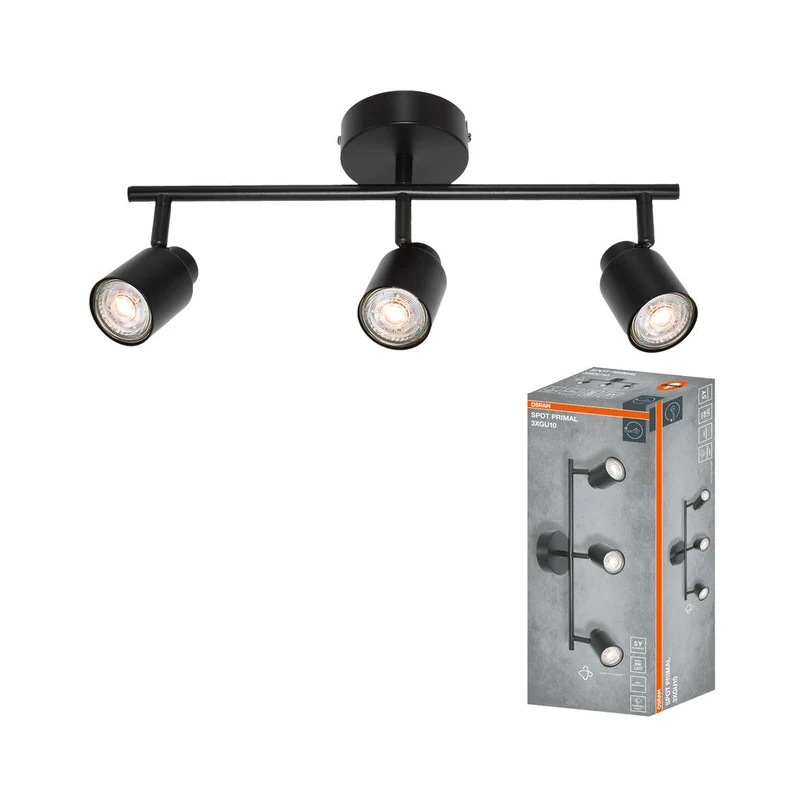 OSRAM Spot LED 3 points PRIMAL, lampe, 3xGU10, noir