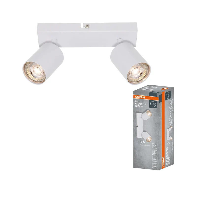 OSRAM Spot LED 2 points ELEMENTAL Blanc, lampe, 2xGU10, blanc, 21 x 13,8 x 6,5 cm