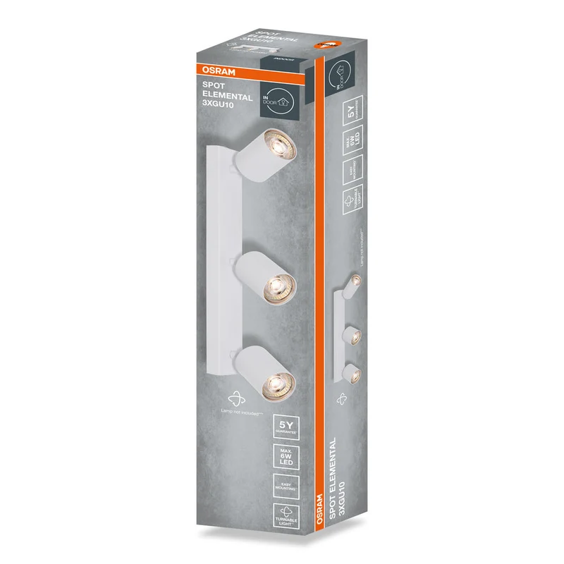 OSRAM Spot LED 3 points ELEMENTAL blanc, lampe, 3xGU10, blanc, 37 x 13,8 x 6 cm