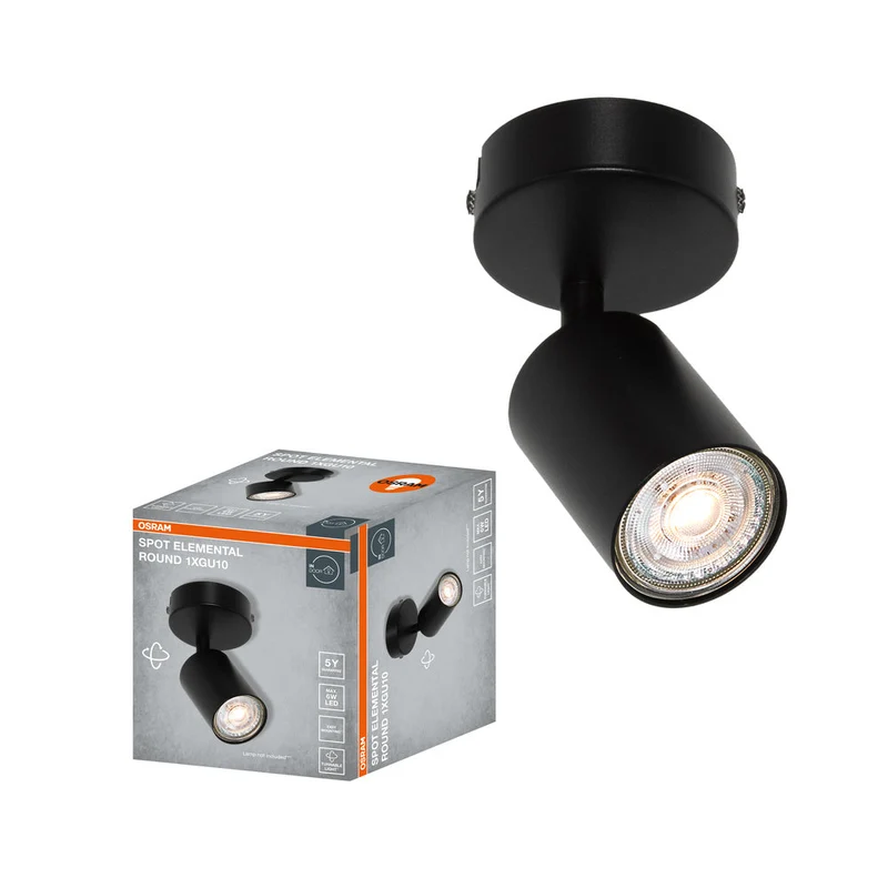 OSRAM LED Spot ELEMENTAL Noir, rond, 1xGU10, Noir, 14 x 8 cm