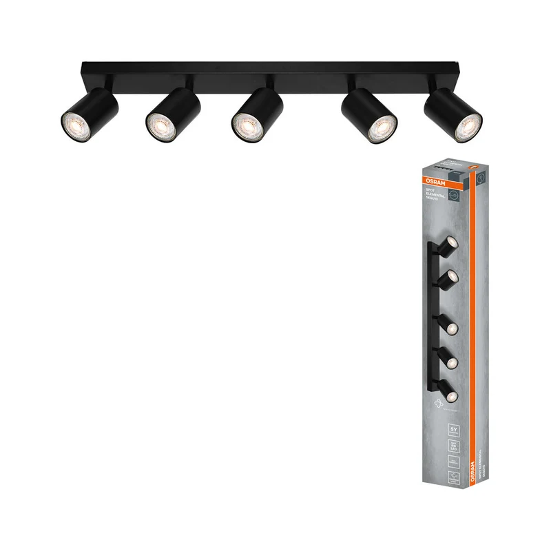 OSRAM Spot LED 5 points ELEMENTAL Noir, lampe, 5xGU10, noir, 60,5 x 13,8 x 6 cm