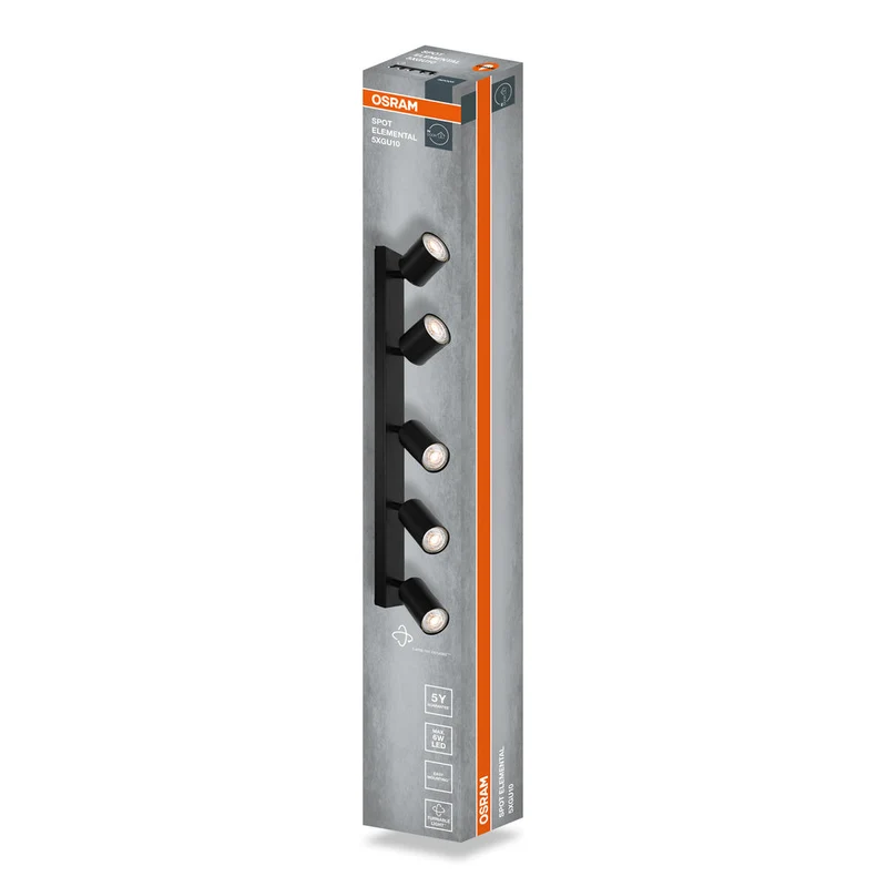 OSRAM Spot LED 5 points ELEMENTAL Noir, lampe, 5xGU10, noir, 60,5 x 13,8 x 6 cm