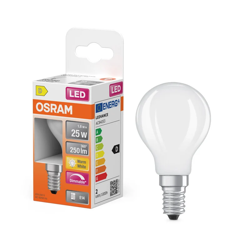 Rétrofit LED CLASSIC P DIM 1.8W 827 Givré E14