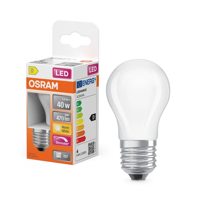 Rétrofit LED CLASSIC P DIM 3.4W 827 Givré E27
