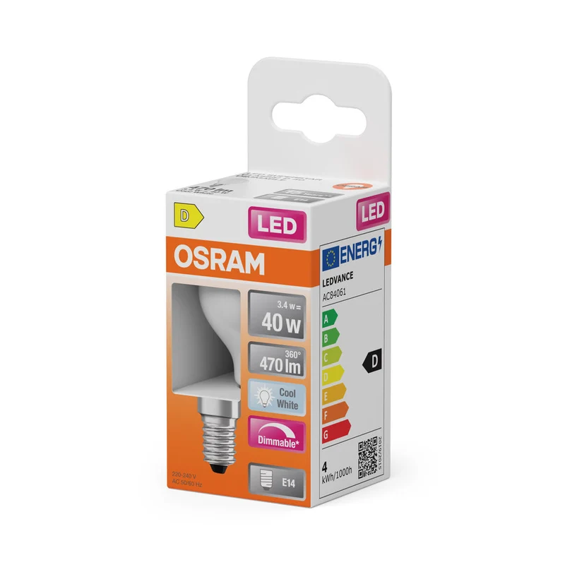 Rétrofit LED CLASSIC P DIM 3.4W 840 Givré E14