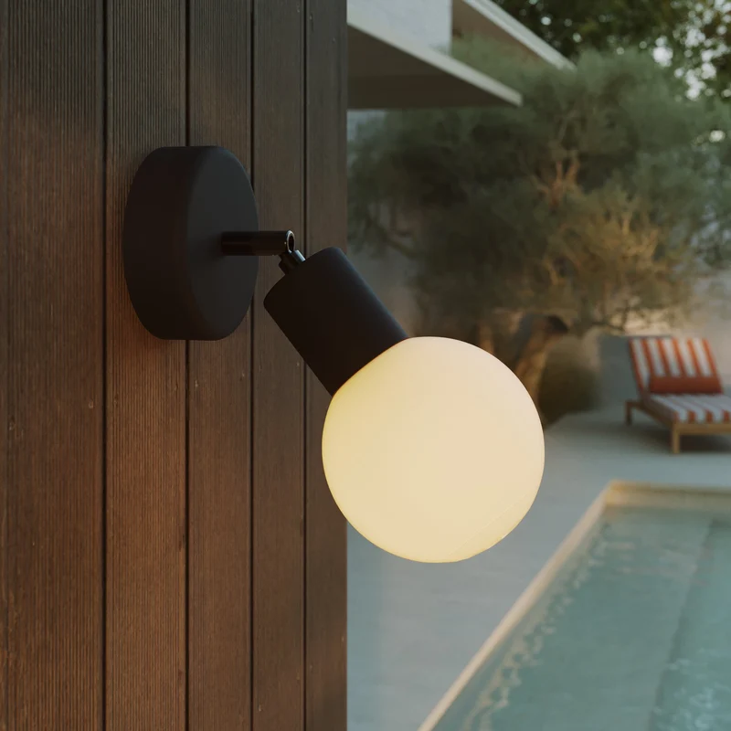 Applique d’extérieur Modulair IP65 avec articulation réglable et Abat-jour sphérique incassable Unbreak-a-Ball - Noir