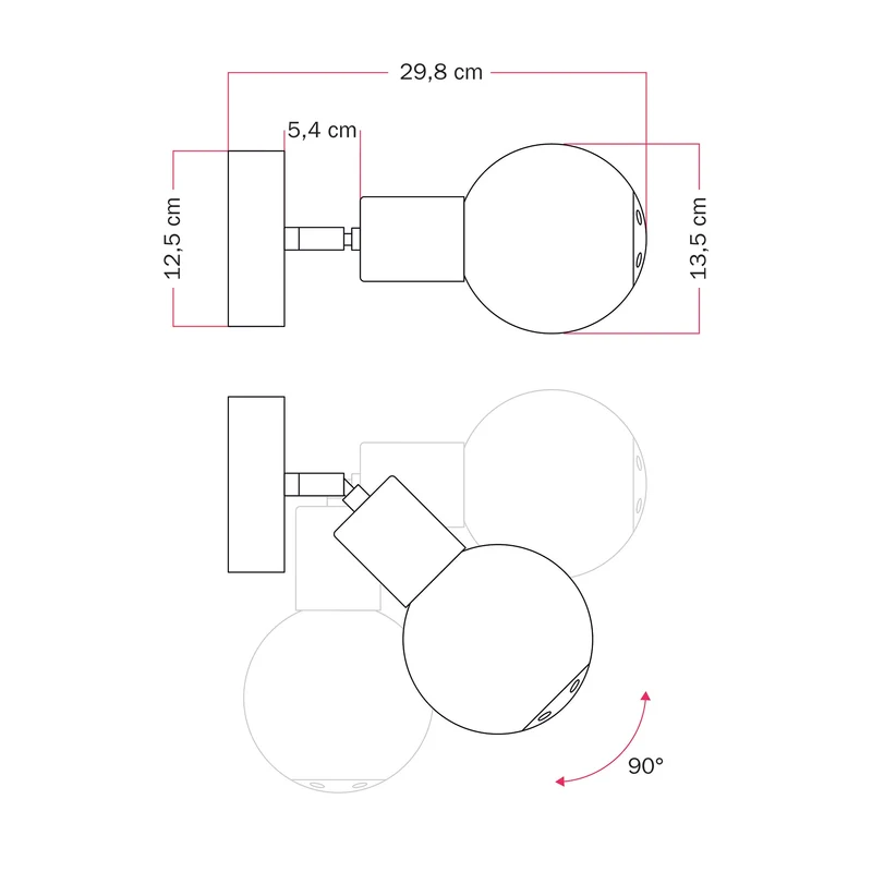 Applique d’extérieur Modulair IP65 avec articulation réglable et Abat-jour sphérique incassable Unbreak-a-Ball - Blanc