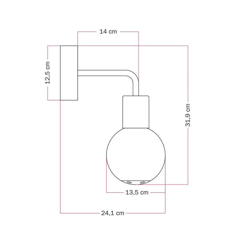 Applique d’extérieur Modulair IP65 avec extension en L et Abat-jour sphérique incassable Unbreak-a-Ball - Noir