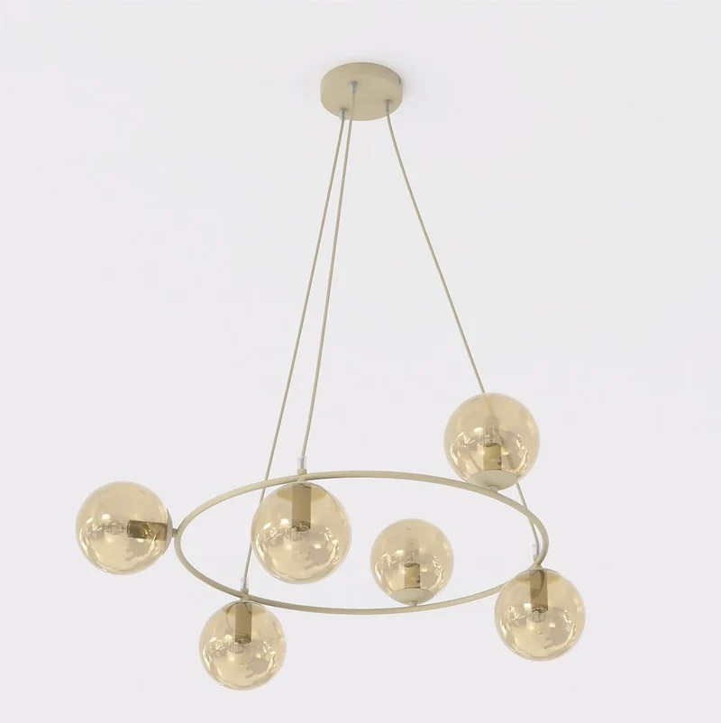 Suspension Cuisine Globes Verre Vlanc Style Glamour