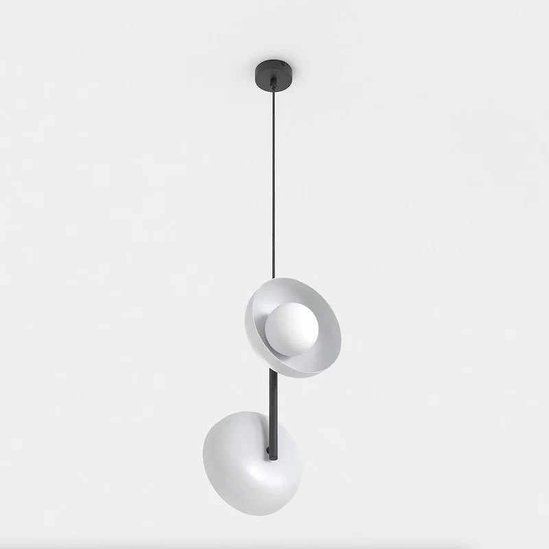 Suspension double verre opale style minimaliste