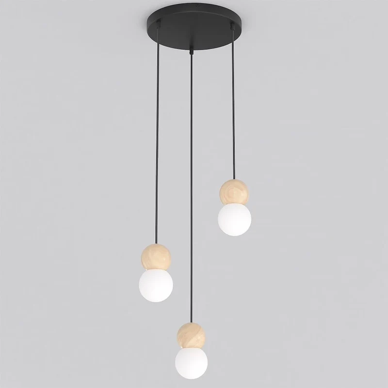Suspension anneau bois et métal style nordique