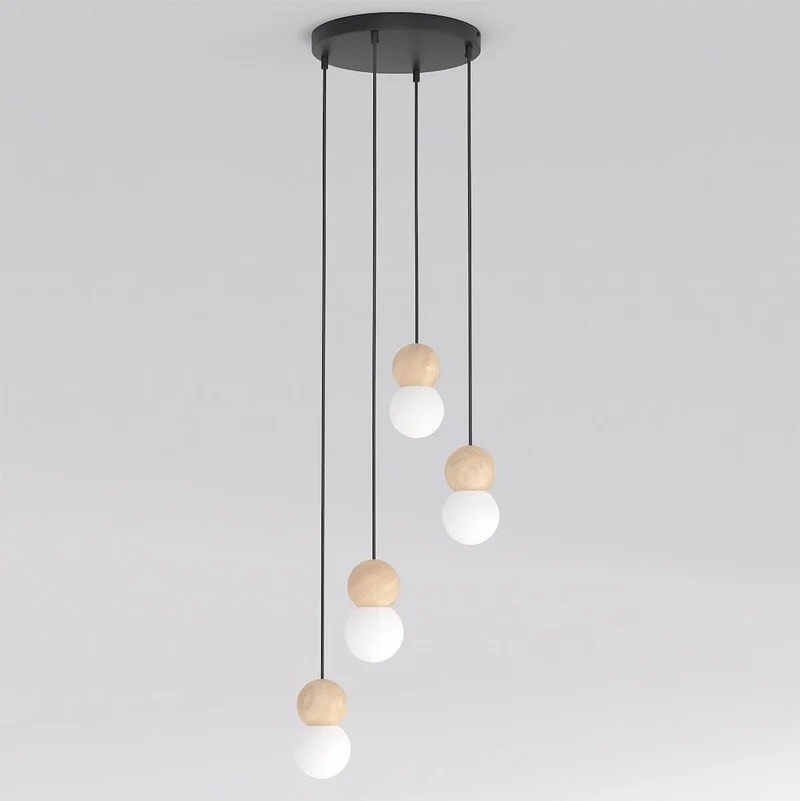 Suspension anneau bois et métal style nordique