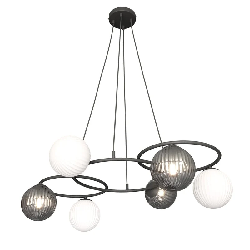 Suspension lustre globes verre ambiance glamour