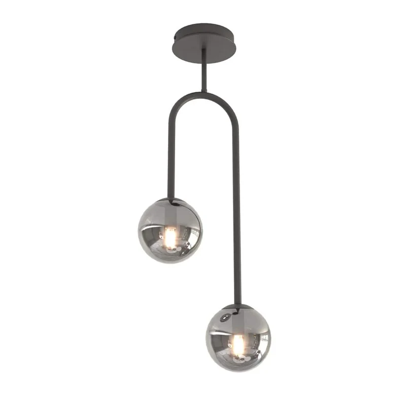 Suspension duo sphères verre style glamour