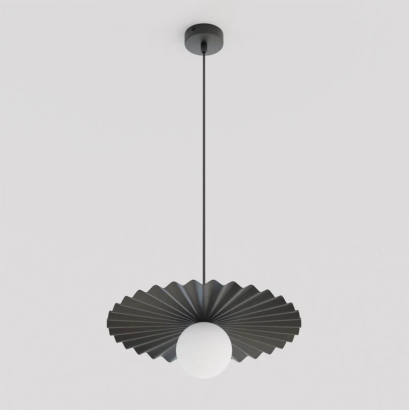Suspension Cannelée 1 Lumière - Acier et Verre