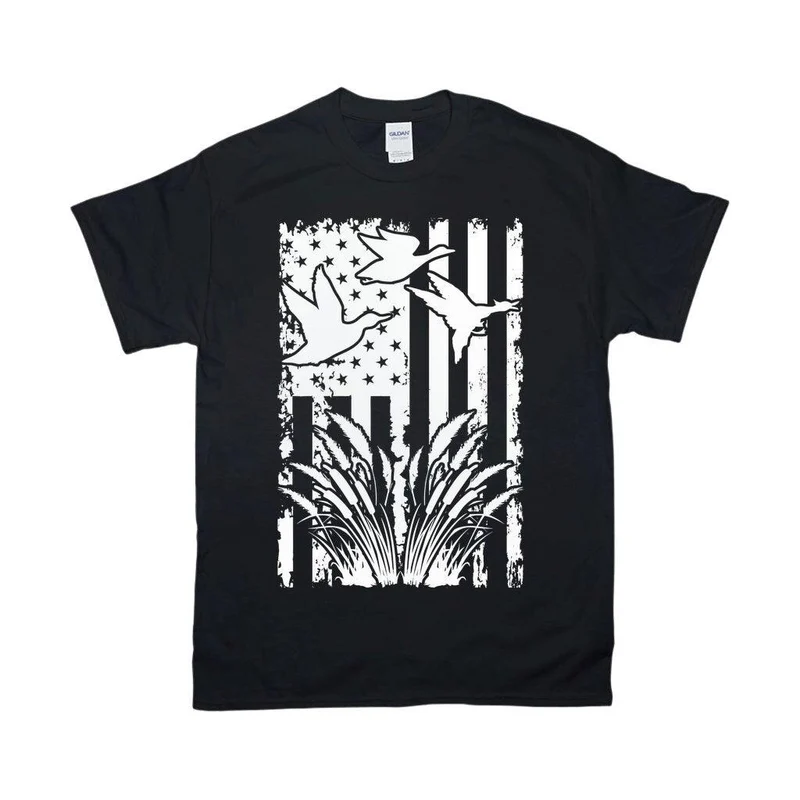 Canard volant, T-shirts drapeau américain, chasse au canard, chasseur de sauvagine volante, T-Shirt camouflage drapeau américain