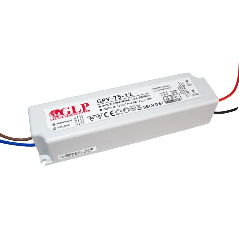 Alimentation LED étanche 12V DC - 75W - IP67 - GLP