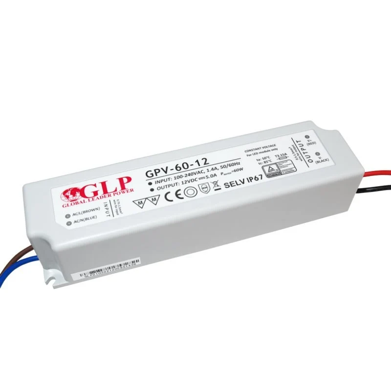Alimentation LED étanche 12V DC - 60W - IP67 - GLP
