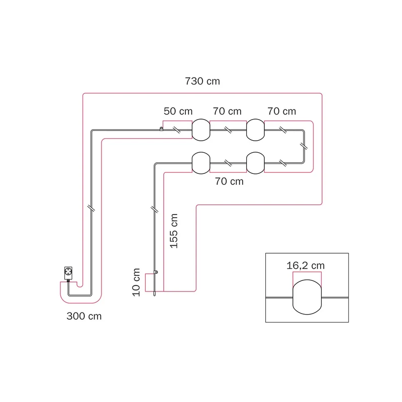 Guirlande lumineuse 4 points lumineux d’extérieur IP67 Blanc Sable - Marina4 Cherry