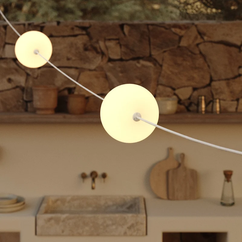 Guirlande lumineuse 4 points lumineux d’extérieur IP67 Blanc Sable - Marina4 Cherry