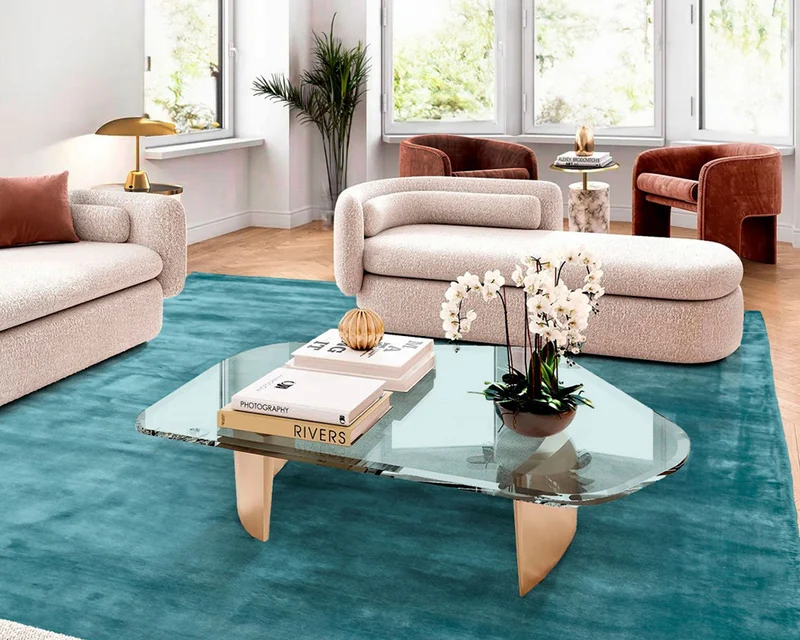 Tapis de salon bleu rectangulaire - Papua
