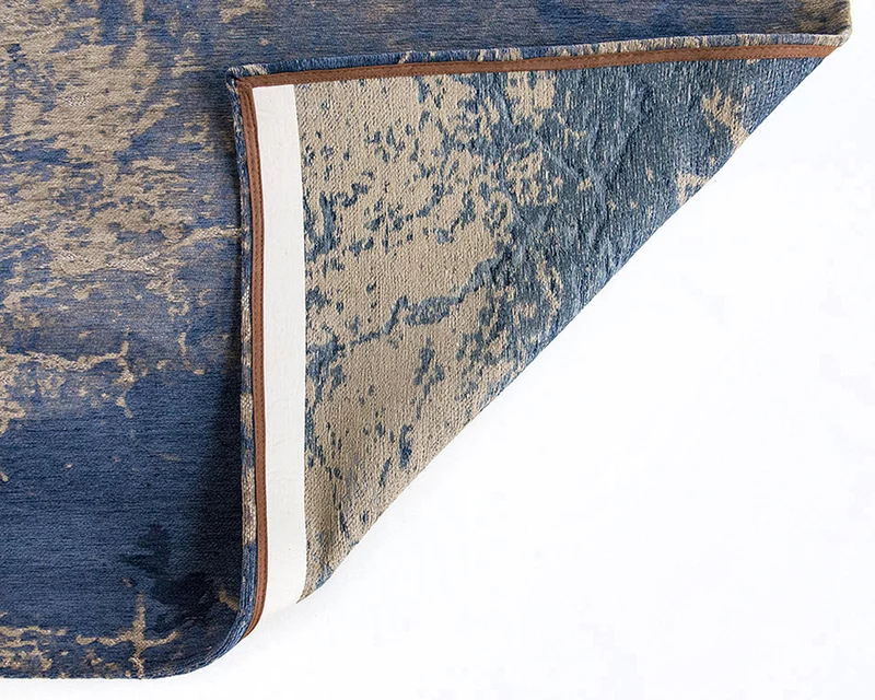 Tapis de salon bleu et gris - Rustik Chenille
